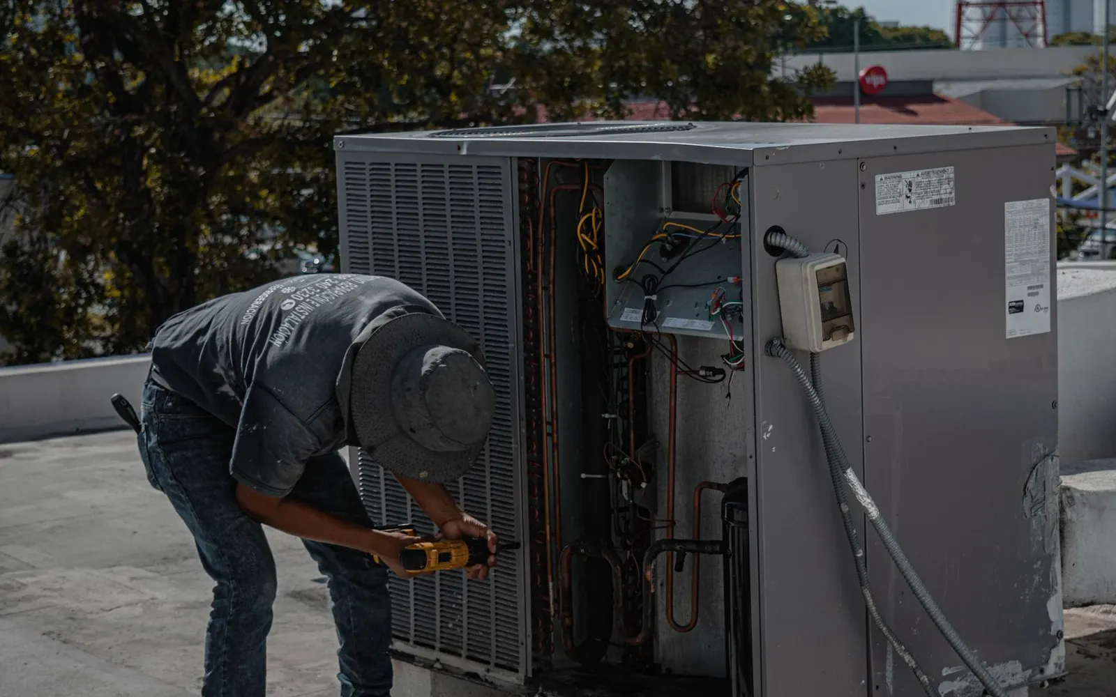 Service technician working out of a van on a job